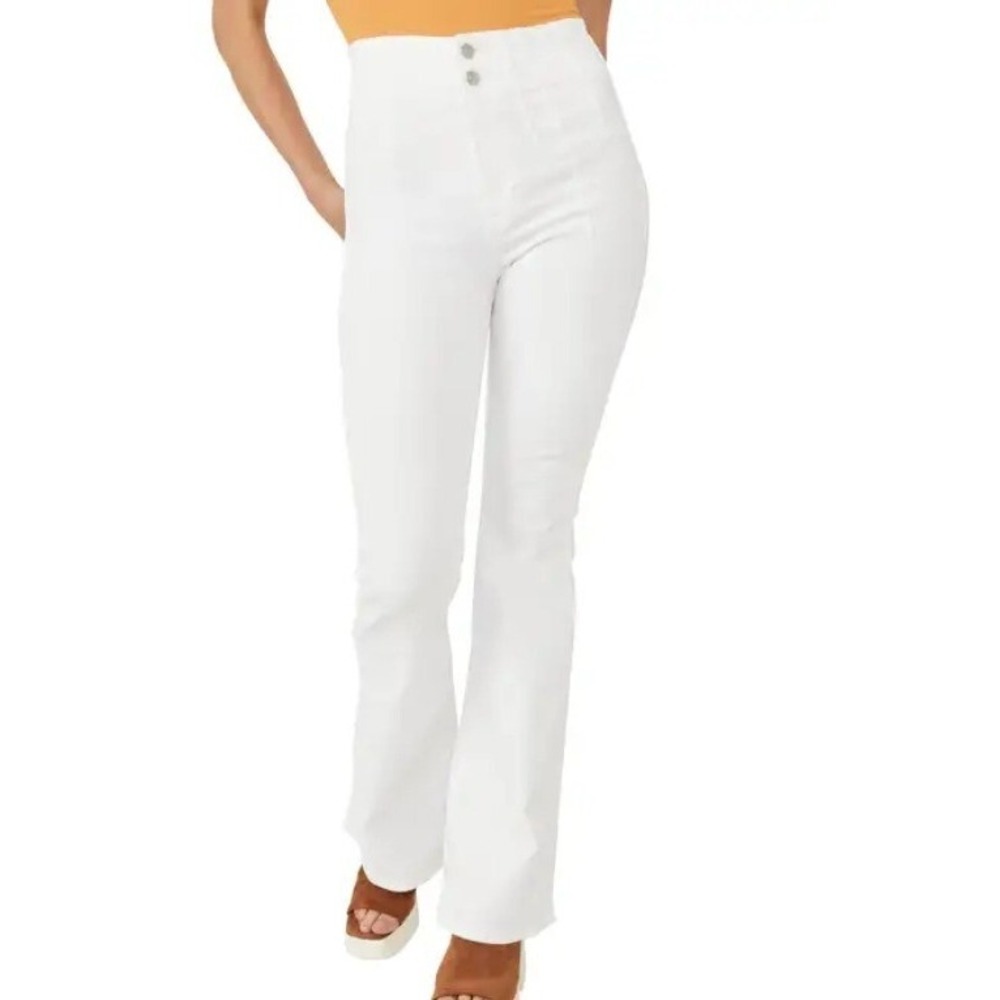 Free People Size 31 (12) White Jeans Women's We the Free Jayde Flare High waist